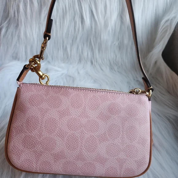 NWT Coach Nolita 19 In Signature Canvas Gold/Powder Pink CDW31